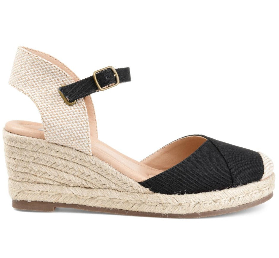 Journee Collection Women's Size 9, Comfort Foam Ashlyn Wedge Sandals, Black