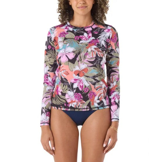 Roxy Ladies' Size Large (10) Sun Protection Tee Shirt, Pink Floral