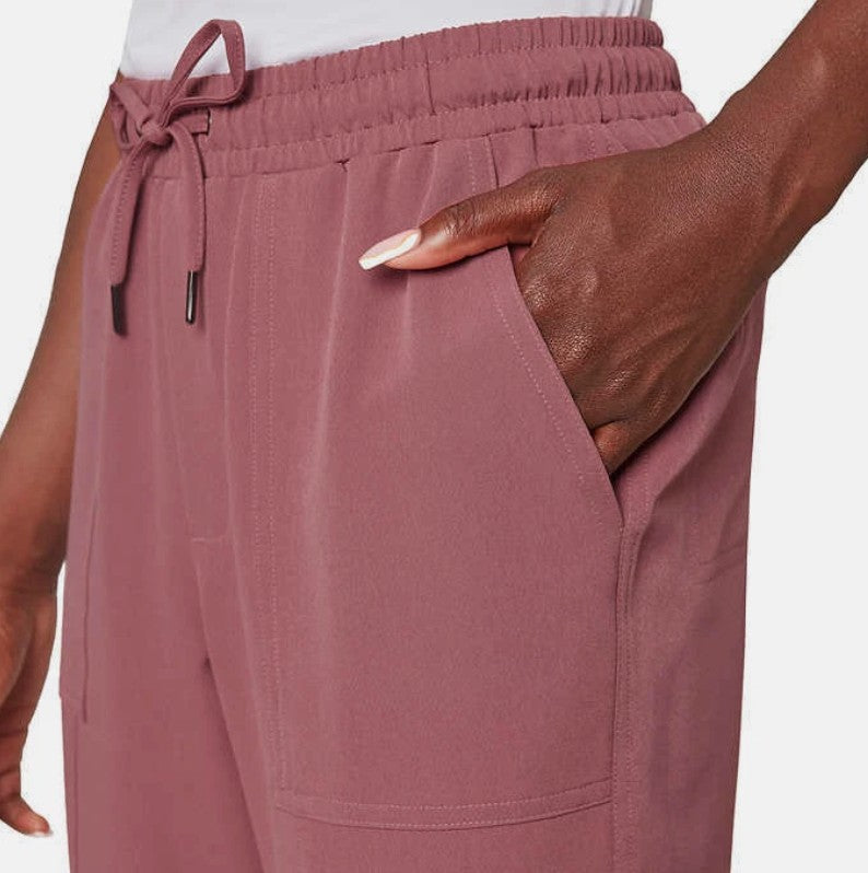 Mondetta Ladies' Size XL High Rise Textured Ankle Pants, Dark Pink, NEW (NO TAG)