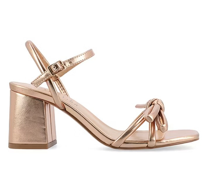 Journee Collection Women's Size 9, Meryl Heeled Dress Sandals, Champagne