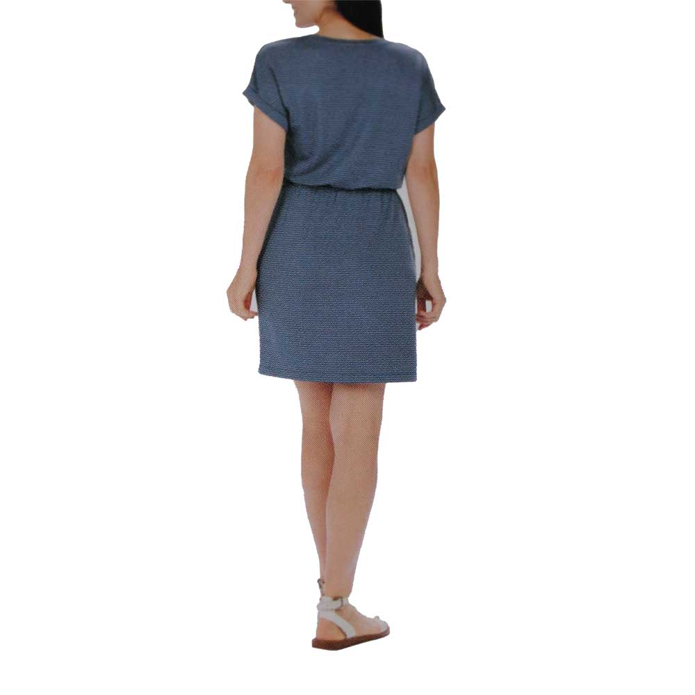 Hilary Radley Ladies' Small Short Sleeve Drawstring Waist Dress, Blue Stripe, Customer Return