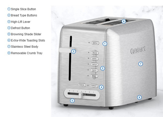 Cuisinart Custom Select 2-slice Toaster Stainless, Customer Return