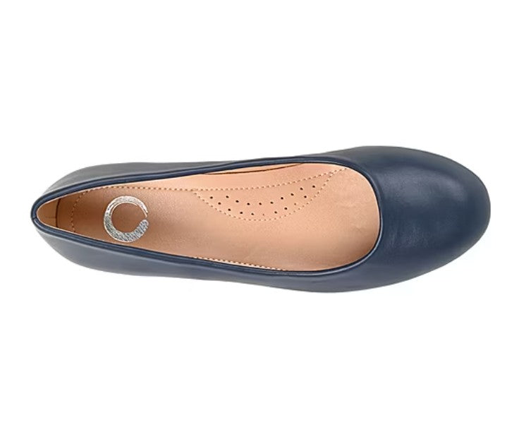 Journee Collection Saar Women's Size 12 Wide, Low Block Heel Pumps, Navy