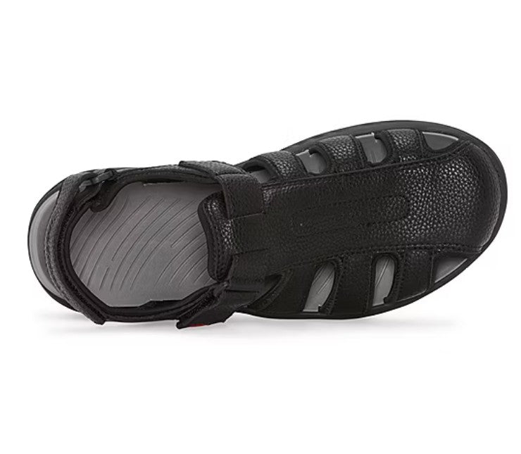 St. John's Bay Men's Size 11, Fairport Faux Leather Closed Toe Sandals, Black