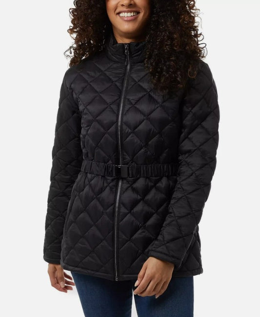 32 Degrees Women's Size XXL (20), Belted Diamond Quilt Jacket, Black