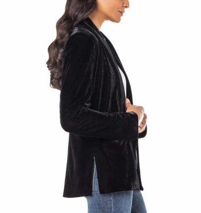 Well Worn Ladies' Size Small (4-6) Velvet Cardigan Sweater, Black