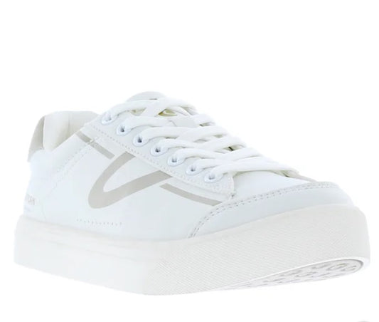 Tretorn Ladies' Size 6.5, Hopper Lace-Up Sneakers Shoes, White & Grey, Grade A
