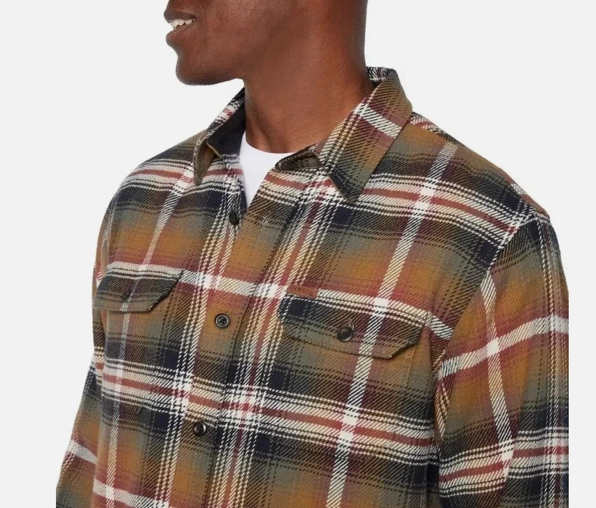 Orvis Men’s Size Large Heavyweight Flannel Long Sleeve Shirt, Brown, Grade A
