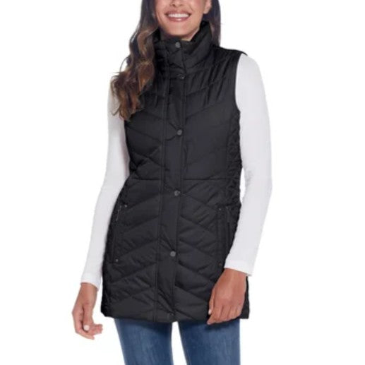 Weatherproof Ladies' Size XL (16-18) Quilted Vest, Long, Black