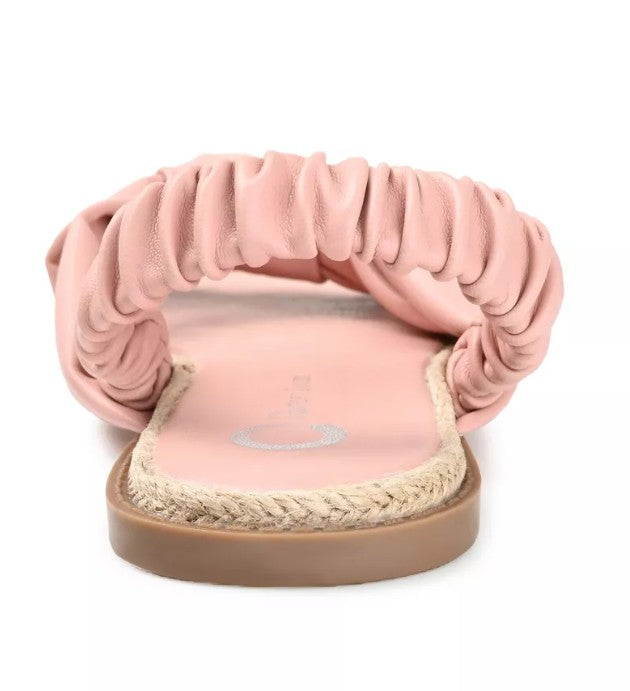 Journee Women's Size 7, Kiandra Espadrille Flat Sandals, Rose Pink