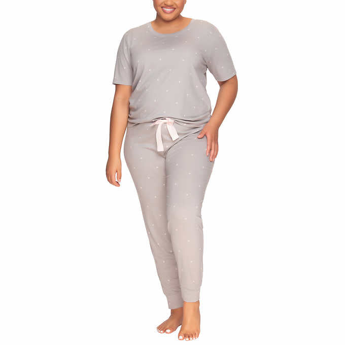 Felina Ladies' Size Large, 3-piece Lounge Set, Gray Stars, Customer Return