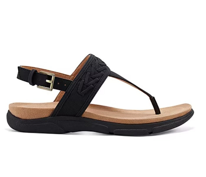Easy Spirit Women's Size 9, Monte Strap Split Toe Sandals, Black