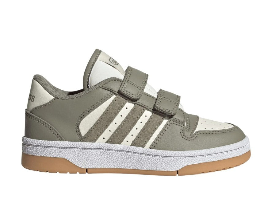 adidas Break Start Kid's Size 12, Court Shoes Hook & Loop, Silver Pebble