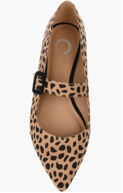 Journee Collection Women's Size 11, Karissa Pointy Mary Jane Flats, Animal