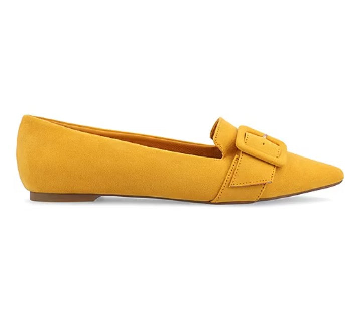 Journee Women's Size 7, Audrey Slip-on Pointed Toe Ballet Flats, Mustard