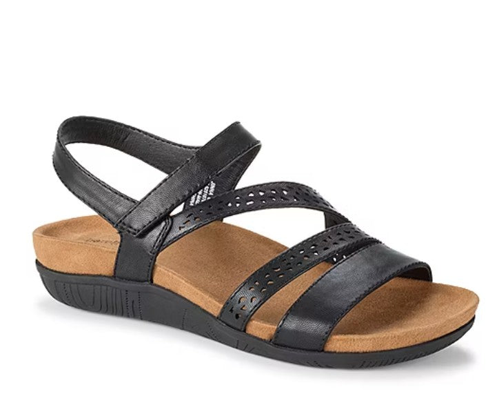 Baretraps Women's Size 7 M, Jinna Comfort Strap Sandals, Black Faux Leather