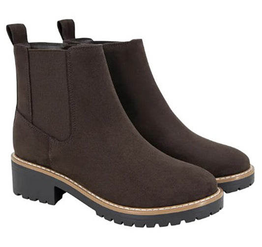 Kensie Kayla Ladies' Size 8, Chelsea Faux Suede Boot, Brown, Customer return