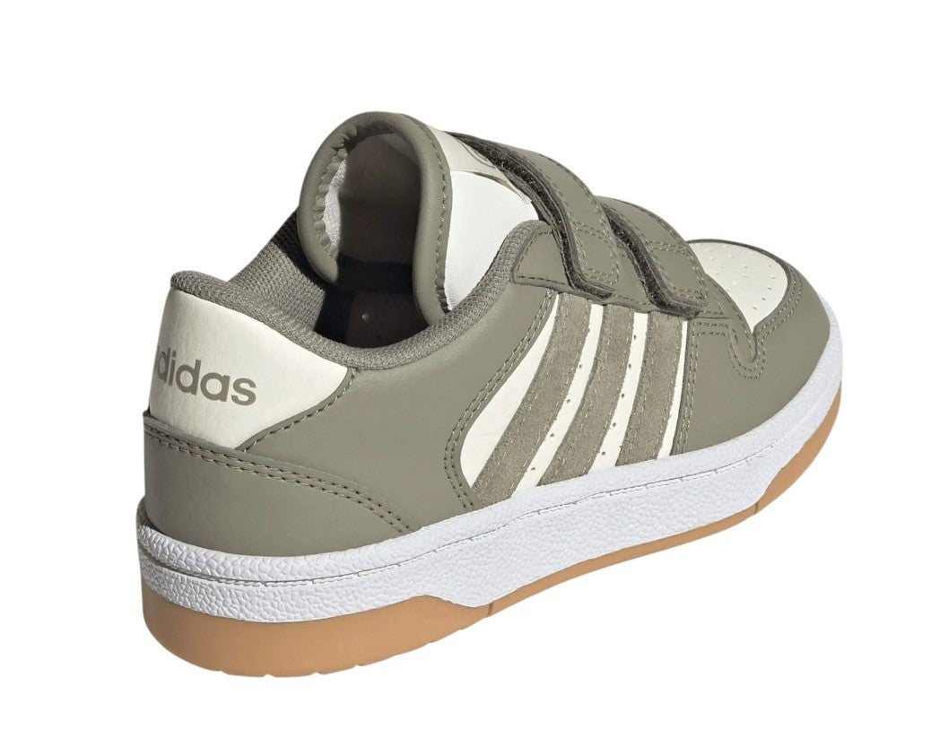 adidas Break Start Kid's Size 1, Court Shoes Hook & Loop, Silver Pebble