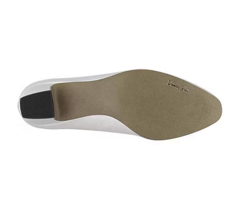 Easy Street Prim Women's Size 8, Pointed Toe Low Heel Pumps, Silver Satin