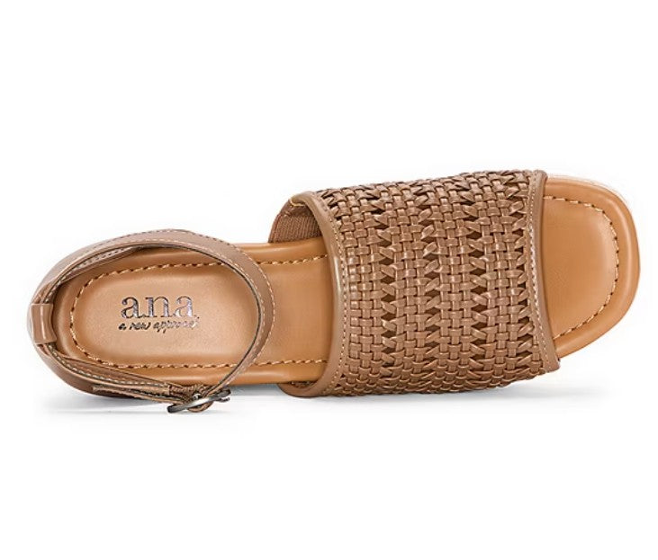 a.n.a Women's Size 8.5, Lisa Wedge Espadrille Sandals, Dark Taupe