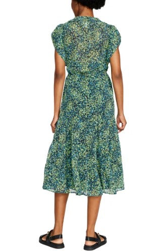 Steve Madden Ladies' Size Medium (8-10) Tiered Midi Dress, Blue Floral