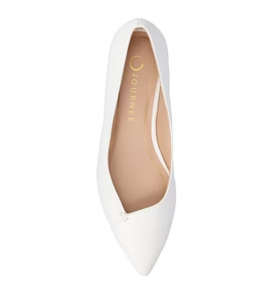 Journee Women's Size 10 Wide, Carmin Pointed Toe Dress Flats, White
