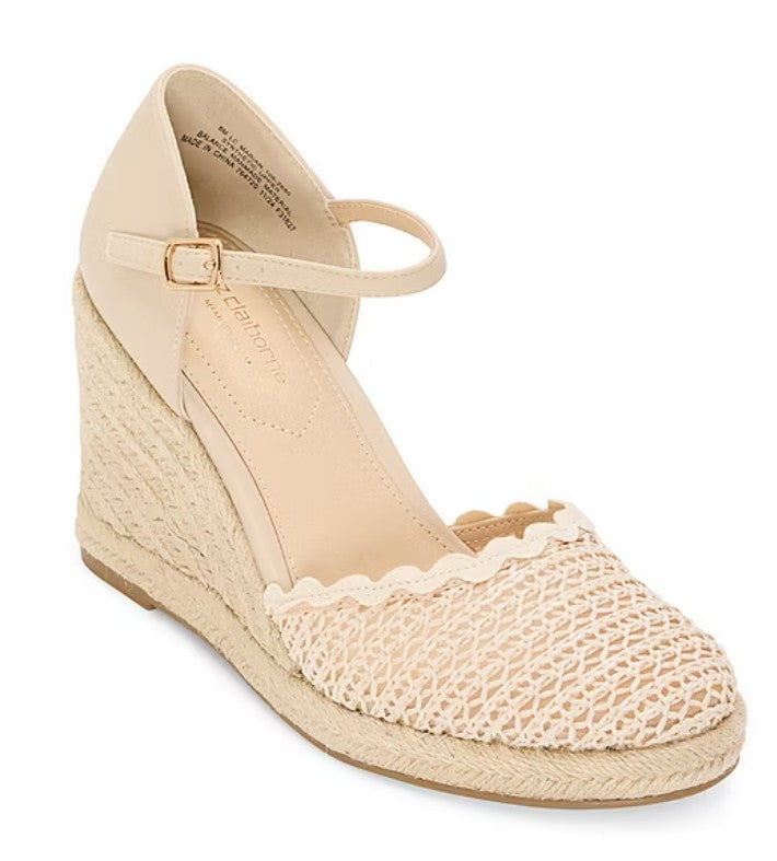 Liz Claiborne Women's Size 11 Wide, Marian Wedge Sandals, Natural (NO BOX)