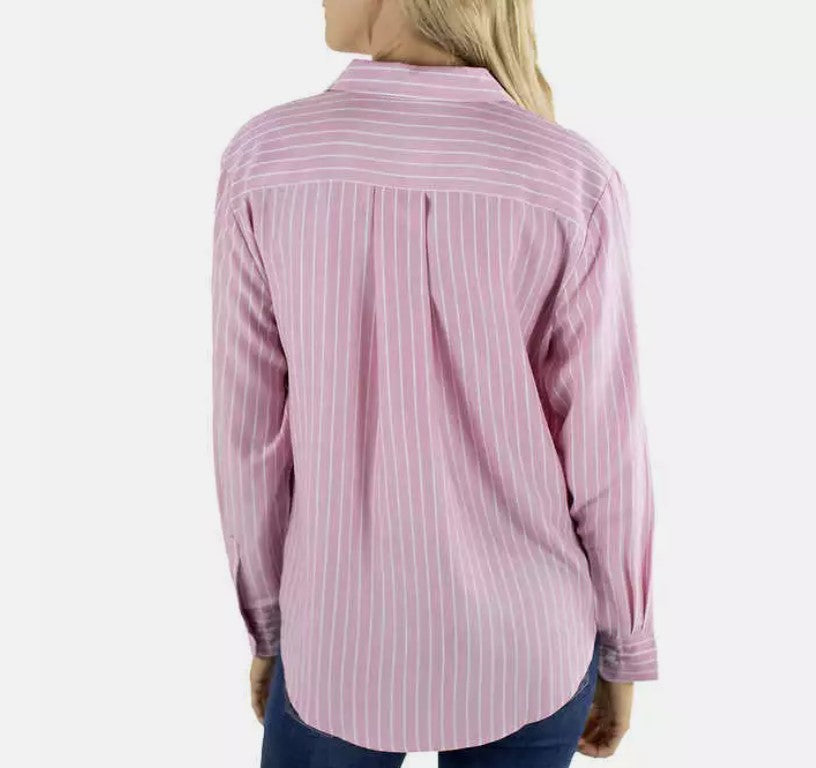 Jachs Girlfriend Ladies' Size Medium (8-10) Long Sleeve Button-Up Blouse, Pink