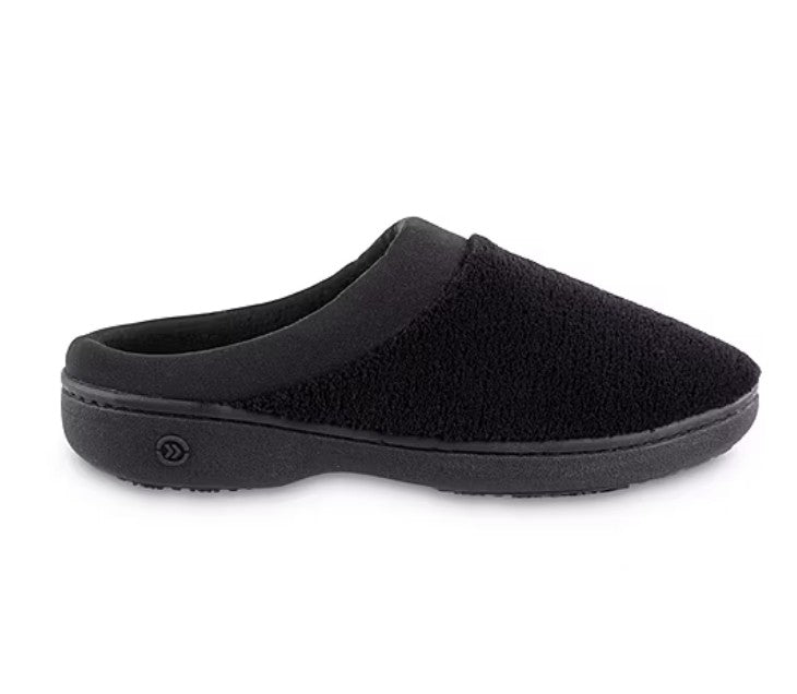 Isotoner Women's Size Medium (8-9) Memory Foam Slip-On Slippers, Black