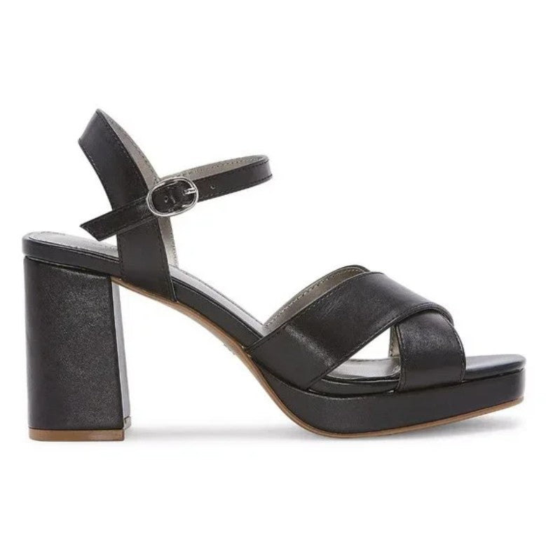 Worthington Women's Size 11, Ladee Heeled Satin Effect Sandals, Black (NO BOX)