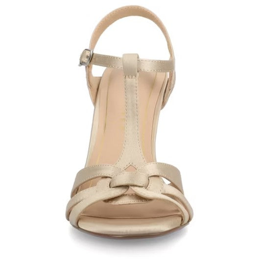 Journee Collection Women's Size 8, Valry Stiletto Dress Sandals, Satin Champagne