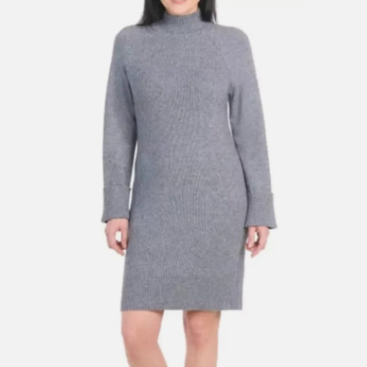 Hilary Radley Women's Size Large (12-14) Long Sleeve Sweater Dress, Gray