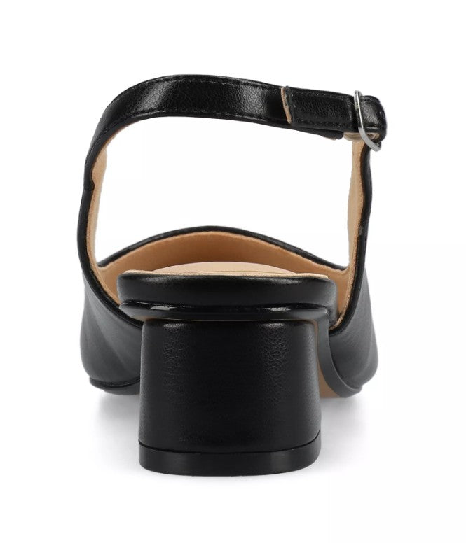 Journee Women's Size 11 Wide, Sling Back Low Block Heel Pumps, Black