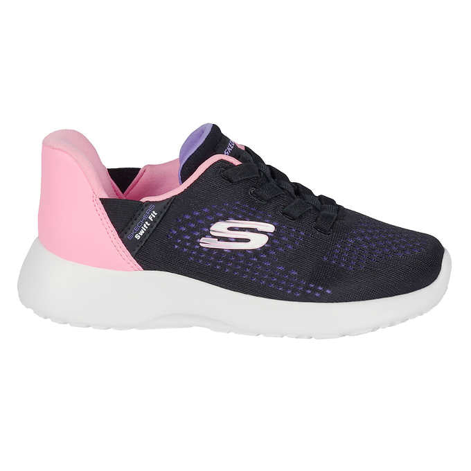 Skechers Kid's Size 1 Swift Fit Runner Shoes Sneakers, Black/Pink NEW Ships without box