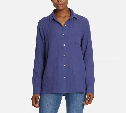 Jessica Simpson Ladies' Size X-Large (16-18), Gauze Button Front Shirt, Blue