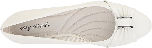 Easy Street Women's Size 8 M, Eloise Faux Leather Dressy Block Heel Pumps, White