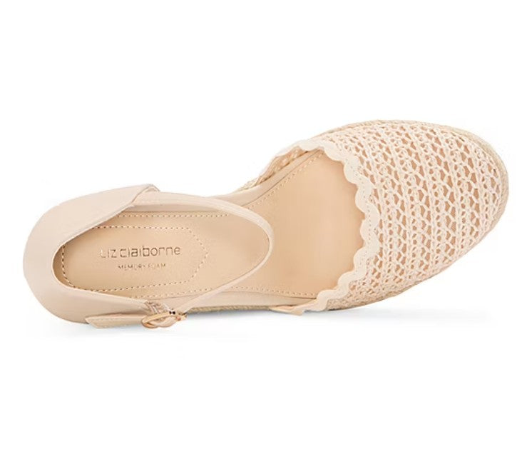 Liz Claiborne Women's Size 11 Wide, Marian Wedge Sandals, Natural (NO BOX)