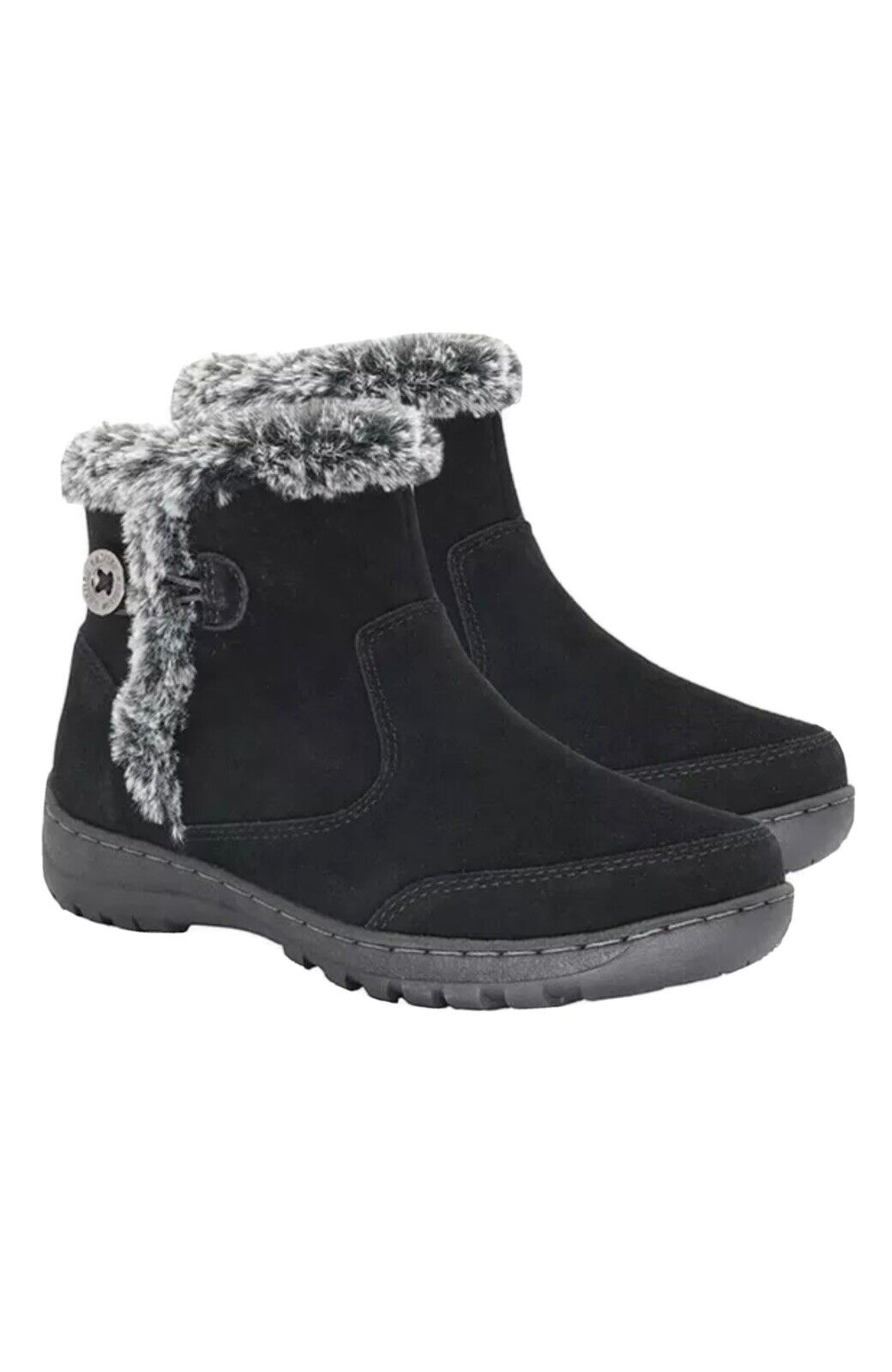 Khombu Iris Ladies Size 8, Faux Fur Trim Leather All Season Boot, Black