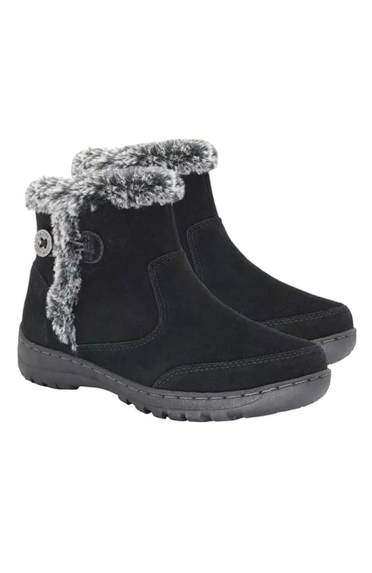 Khombu Iris Ladies Size 8, Faux Fur Trim Leather All Season Boot, Black