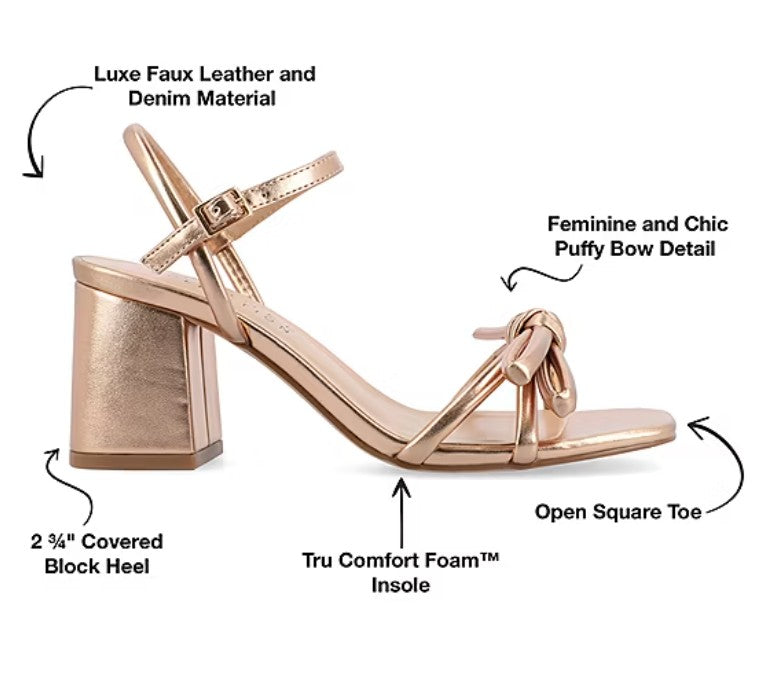 Journee Collection Women's Size 9, Meryl Heeled Dress Sandals, Champagne