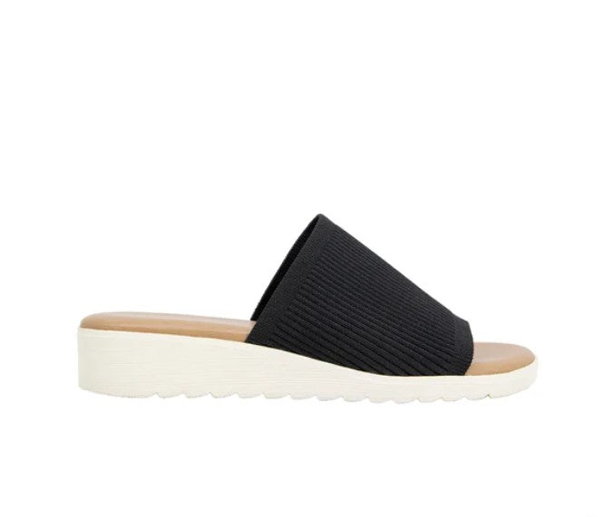 Kensie Women's Size 7, Knit Slip On Sandals, Black, Grade A