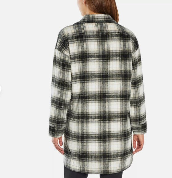 Banana Republic Ladies' Size X-Small Shirt Jacket, Black Plaid