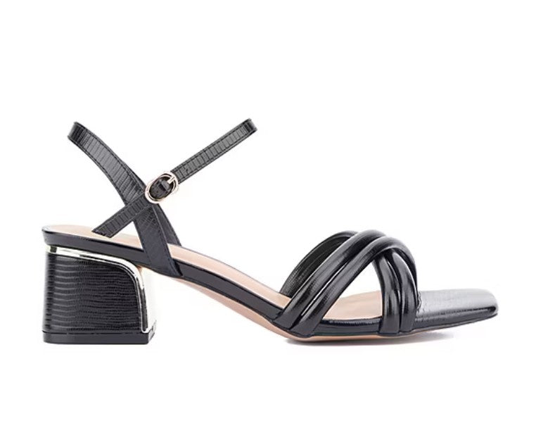 Torgeis Women's Size 9, Jaya Heeled Criss Cross Strappy Sandals, Black