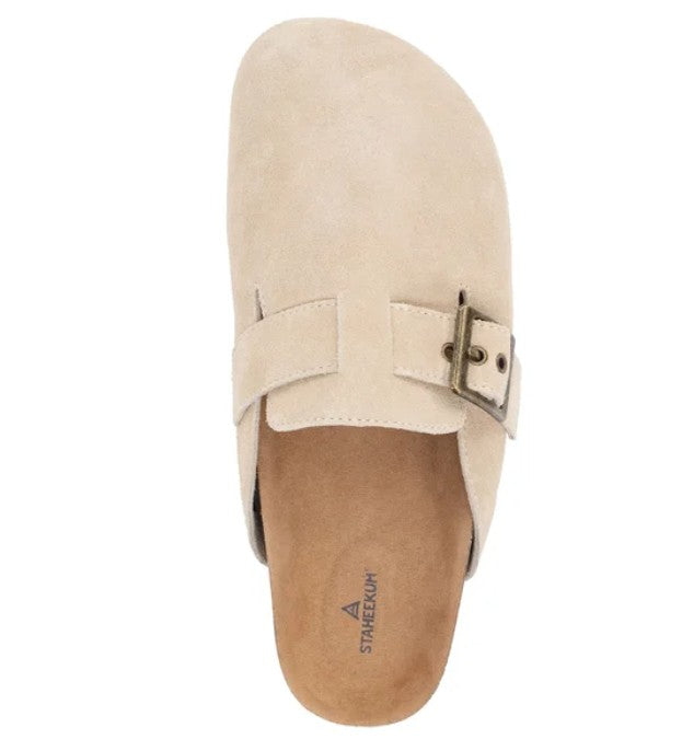 Staheekum Women's Size 8, Crescent Slip-on Buckle Clogs Shoes, Tan, Grade A