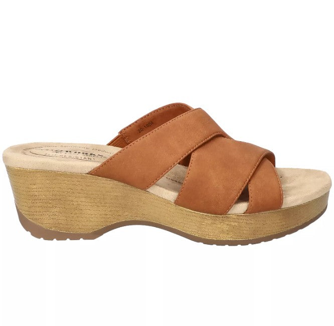 Easy Works by Easy Street Women's 8 WW, Ren Slip-Resistant Sandals, Tan