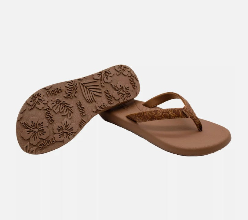 Flojos Women's Size 9 Flip Flops Sandals, Tan Artisan, Grade A