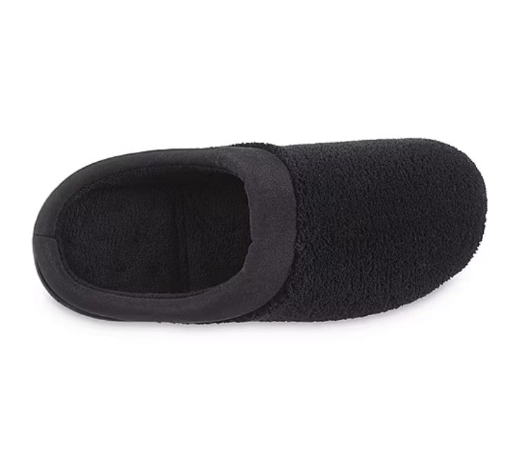 Isotoner Women's Size Medium (8-9) Memory Foam Slip-On Slippers, Black