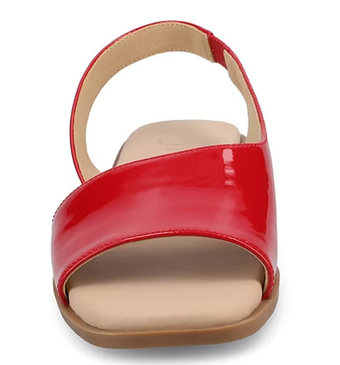 Journee Women's Size 10 Wide, Brinsley Sling Back Flat Sandals, Red Patent