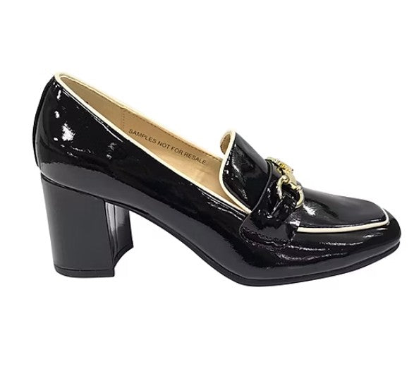 Liz Claiborne Womens Size 7.5, Mallard, Mid Heel Dress Shoes, Black Patent