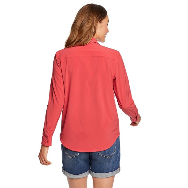 Eddie Bauer Ladies’ Size XS (0-2) Departure Long Sleeve Shirt, Red